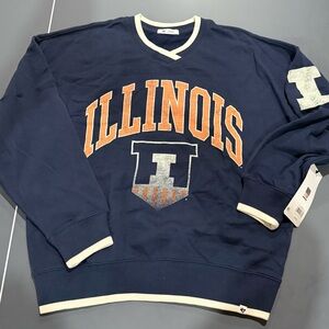 47 Illinois V-Neck Sweater - Navy and Orange size small women’s